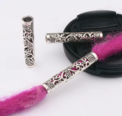 10 Pcs / Lot silver metal hollow hair braid