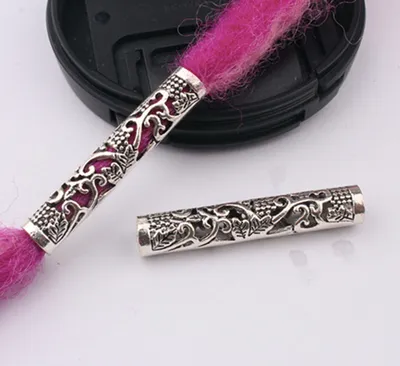 10 Pcs / Lot silver metal hollow hair braid