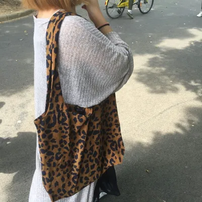 Corduroy leopard print bag
