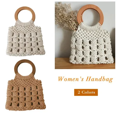 Fashion cotton rope straw women bags
