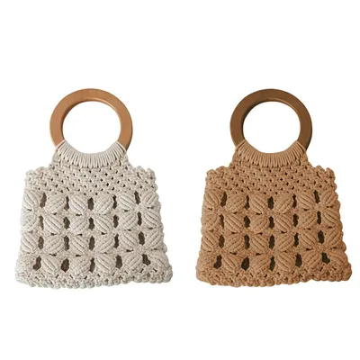 Fashion cotton rope straw women bags