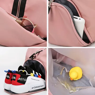 Sports gym bag women's wet and dry shoes