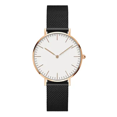 Steel strap watch double needle rose gold ultra-thin quartz men's watch