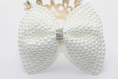 Bow Tiara Pearl Hair Clip