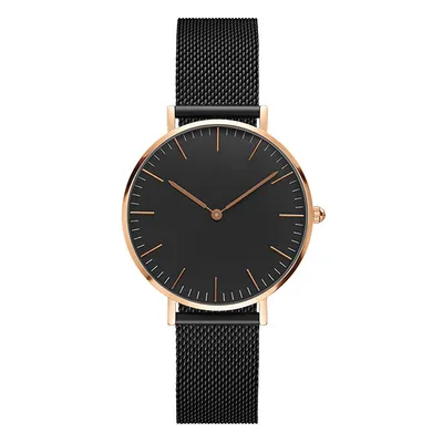 Steel strap watch double needle rose gold ultra-thin quartz men's watch