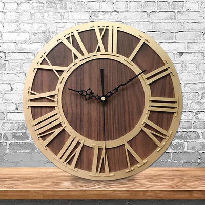 European Vintage Wooden Roman Digital Craft Wall Clock