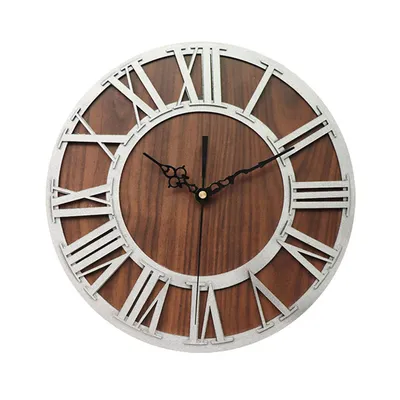 European Vintage Wooden Roman Digital Craft Wall Clock