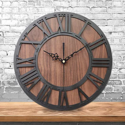 European Vintage Wooden Roman Digital Craft Wall Clock