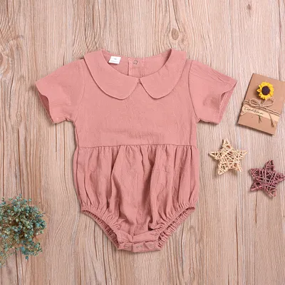 Baby Girl 3 Color Doll Collar Short Sleeve Halter