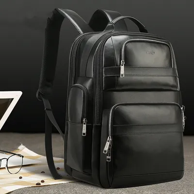 Top layer leather backpack