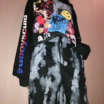 Ink tie-dyed trousers