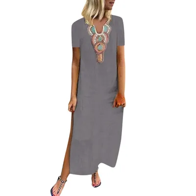Lace Split Short-Sleeve Dress