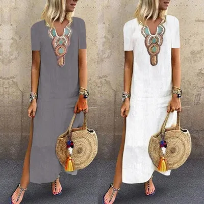 Lace Split Short-Sleeve Dress