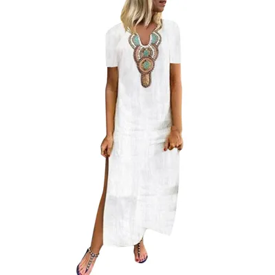 Lace Split Short-Sleeve Dress