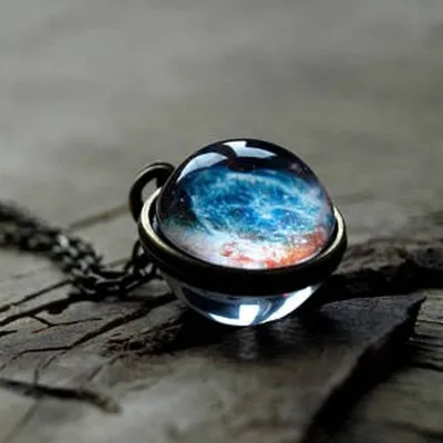 Solar System Universe Star Time Gem Necklace