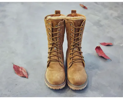 Women's High-top Leather Padded Warm Snow Boots