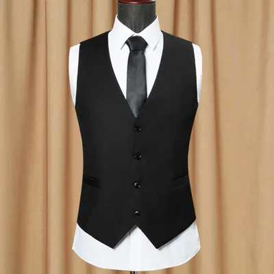 Large Size British Style Double-Breasted Casual Suit Vest