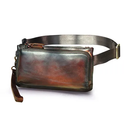 Men's Retro Trend Mobile Phone Outdoor Hiking Bag 8 Inch Chest Bag Waist Bag