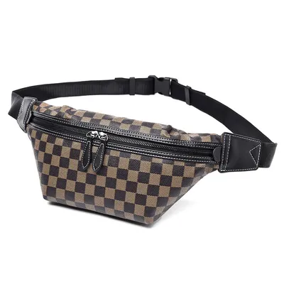 New Men's Plaid Wind Chest Bag Shoulder Messenger Waist Bag