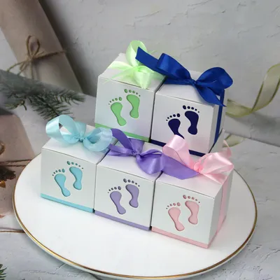 Hollow Baby Footprints Wedding Candy Box