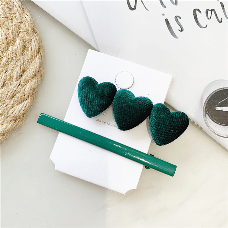 Fashion Girl Retro Velvet Love Hair Clip Set
