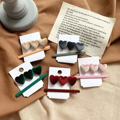 Fashion Girl Retro Velvet Love Hair Clip Set