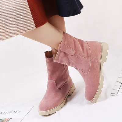 Snow Boots with Belt Buckle and Flat Bottom