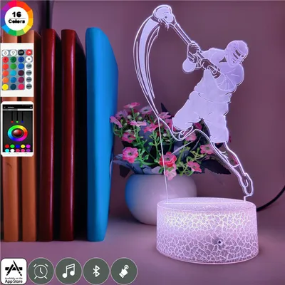 مصباح ليلي صغير ثلاثي الأبعاد بتصميم رياضي إبداعي متدرج الألوان مستوحى من رياضة الهوكي