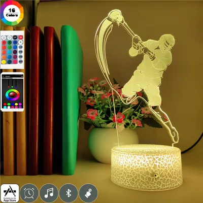 مصباح ليلي صغير ثلاثي الأبعاد بتصميم رياضي إبداعي متدرج الألوان مستوحى من رياضة الهوكي
