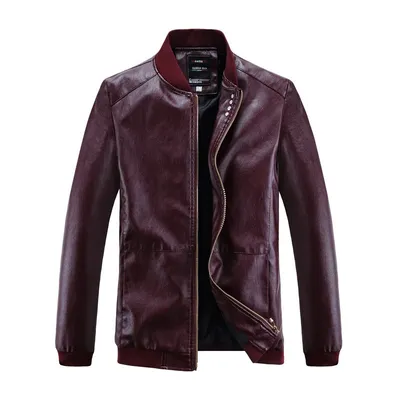 Men's Thin Baseball Collar PU Leather Jacket