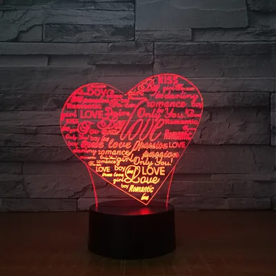 Creative 3D Graffiti Love Smart Remote Control Night Light