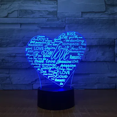 Creative 3D Graffiti Love Smart Remote Control Night Light