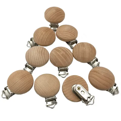 Pacifier Clip Chew Glue Wooden Comfort Chain Clip Baby Stroller Pacifier Clip