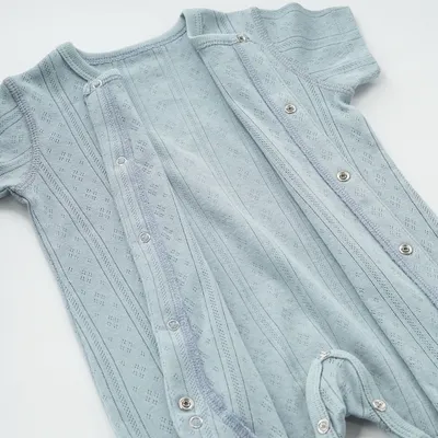 Pure Color Thin Breathable Button Baby Jumpsuit