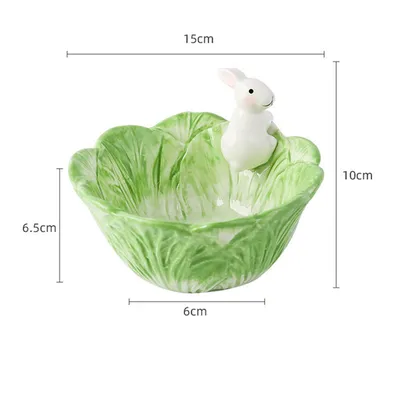 Green bowl with rabbit