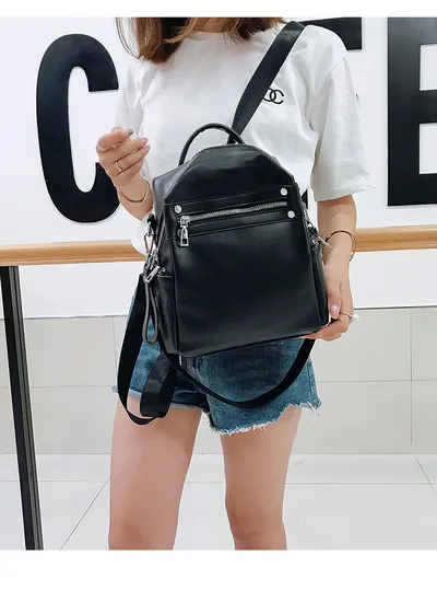 Fashion All-match Soft Leather Personalized School Bag