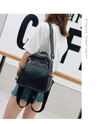 Fashion All-match Soft Leather Personalized School Bag