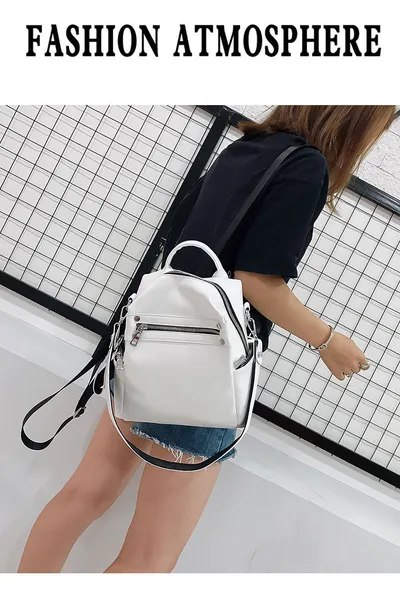 Fashion All-match Soft Leather Personalized School Bag