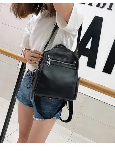 Fashion All-match Soft Leather Personalized School Bag