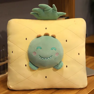 Cute Cartoon Fruit Dinosaur Plush Pillow Blanket Three In One