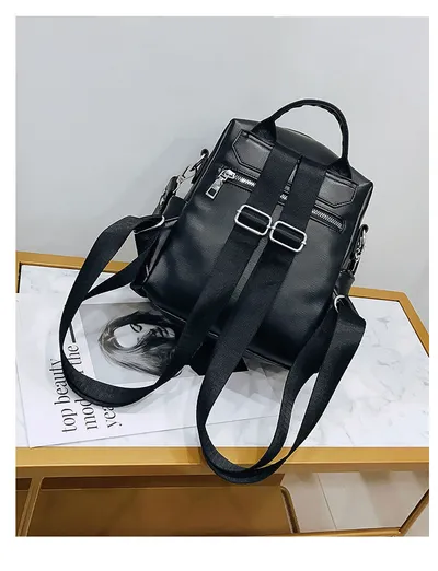 Fashion All-match Soft Leather Personalized School Bag