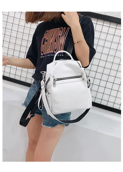 Fashion All-match Soft Leather Personalized School Bag