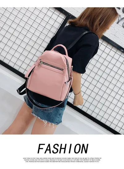 Fashion All-match Soft Leather Personalized School Bag