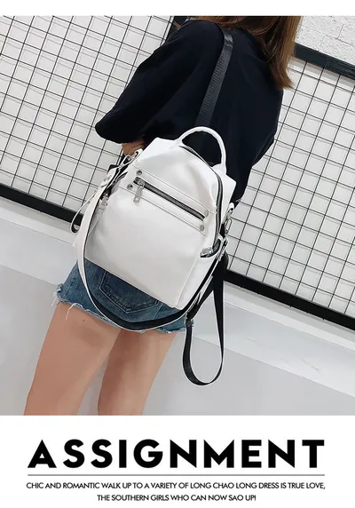 Fashion All-match Soft Leather Personalized School Bag