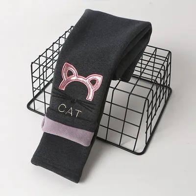 Children's Cartoon Kitten Embroidery Baby Trousers