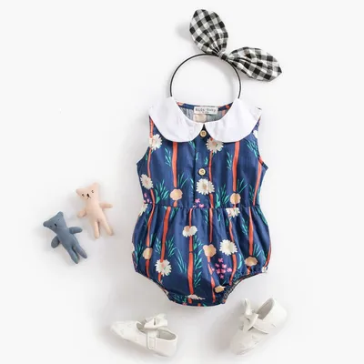 Cotton Printed Baby One-piece Doll Collar