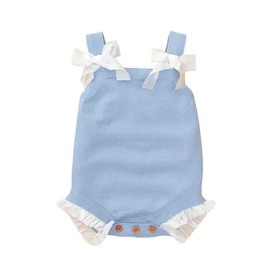 Ins Hot Sale Baby Bow Knitted Lace Romper