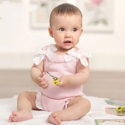 Ins Hot Sale Baby Bow Knitted Lace Romper