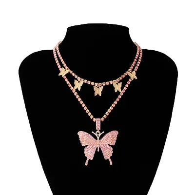 European And American Double-layer Butterfly Temperament Full Of Diamond All-match Fashion Jewelry