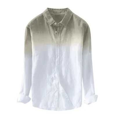 Men's Lapel Collar Gradient Long Sleeve Shirt